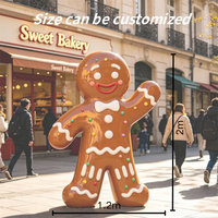 Offre Spéciale : Sculpture Personnalisée en Fibre de Verre – Bonhomme en Pain d'Épices, Dessin Animé de Noël Personnalisé, Grande Sculpture Extérieure en Résine pour Aménagement Paysager, Cadeau Idéal