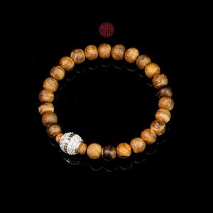 Pulsera de cuentas de madera de agar natural premium de 6 mm, madera de oud auténtica de alta calidad con jade mezclado, talla para mujer, joyería elegante - Product Image 1