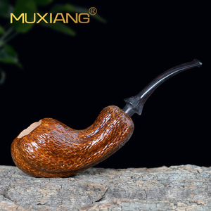 Muxiang Wooden Tobacco Pipe Bent Type Hand Carved Solid Wood Smoking Pipe For Men Traditional Style - Product Image 4