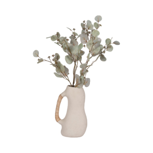 Vaso curvo in ceramica con manico intrecciato per decorazioni per la casa in stile boho - Product Image 2