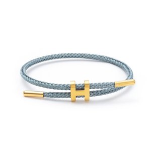 Braccialetti da Donna con Lettera H in Corda Nera, Design con Fibbia Placcata in Oro 18k, Gioielli Regalo in Acciaio al Titanio - Product Image 2