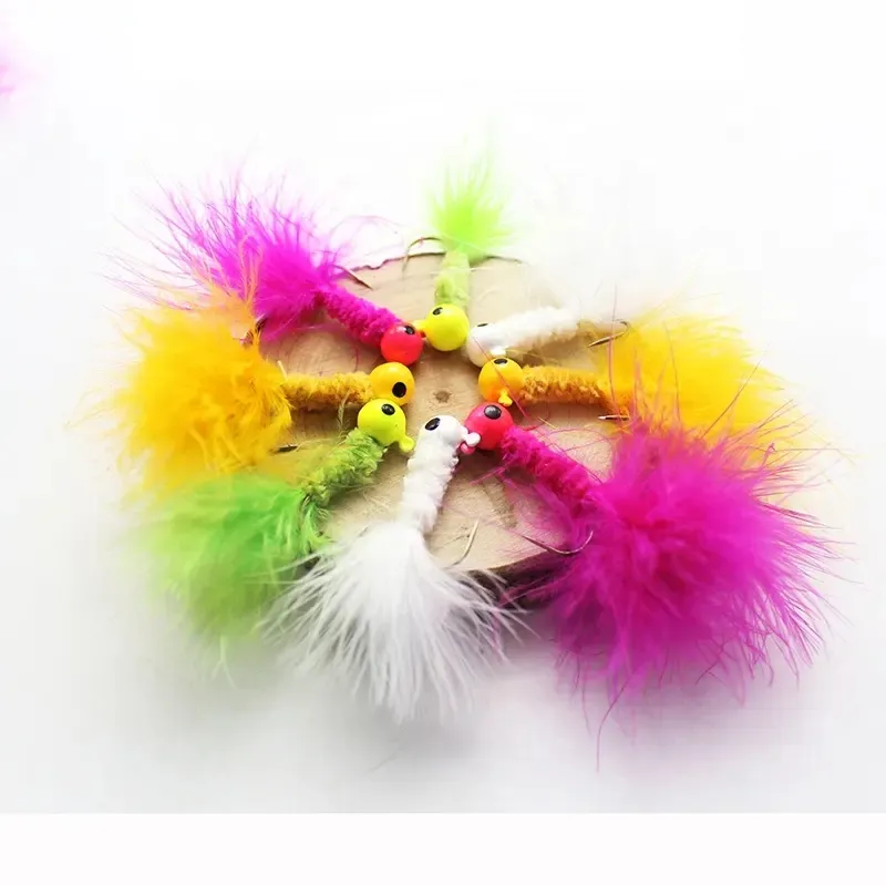 High quality Factory wholesale color lead hook tied feather 1g-5g fresh water sea fishing perch