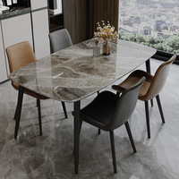 Mobilier de maison moderne Table en pierre artificielle Pierre frittée dessus en marbre Table à manger pour le salon