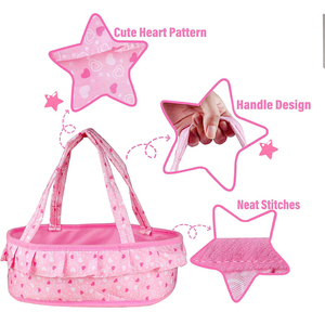 V020 Portable Baby <strong>Doll</strong> Cradle Bassinet Soft Pillow Quilt Blanket Bear Accessories <strong>Doll</strong> <strong>Carry</strong> <strong>Cot</strong> Set Pretend Play Toy - Product Image 5