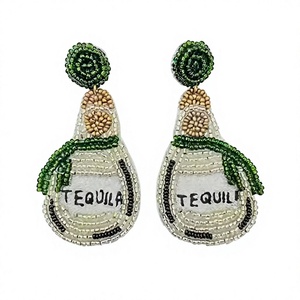 Best Quality Noe Beaded <b>Stud</b> <b>Earrings</b> Trendy Design Women's Bohemia Stylish Colorful Letter Pattern Party Fashionable Jewelry - Product Image 4
