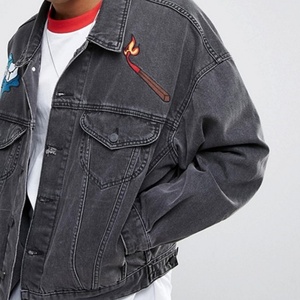 Wholesale Custom Fashion Casual Oversized Oem <b>Men</b> <b>Jeans</b> Jacket Denim Jacket for <b>Men</b> Printed at Back Embroidery Design - Product Image 4