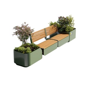 Banc de repos extérieur <span class=keywords><strong>en</strong></span> <span class=keywords><strong>fer</strong></span> <span class=keywords><strong>forgé</strong></span>, design italien moderne et minimaliste, avec bac à fleurs intégré, pour place publique, parc commercial et café - Product Image 5