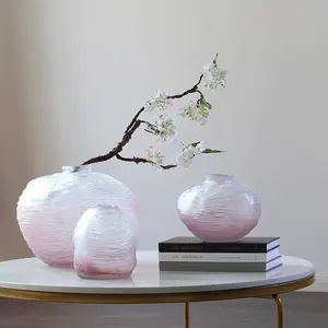 Bixuan Handgemaakte Mondgeblazen Kunst Glazen Vaas Zand Slijpen Matte Effen Kleur High-End Dikke Zware Tafel Decor Glazen Vazen