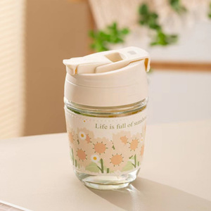 Taza de cristal <span class=keywords><strong>Ins</strong></span> DE ALTO aspecto, taza de perla impresa, taza de regalo de paja, taza portátil de agua para café, taza doble para beber, vidrio de recuerdo - Product Image 6