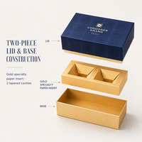 Boîte cadeau en chocolat personnalisée avec logo, petit couvercle et base, avec insert à 2 cavités pour truffes et bonbons, fabricant en gros