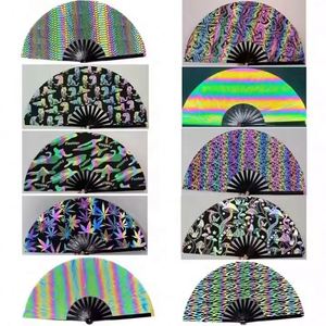 Nuevo Abanico de Fantasía Iridiscente, Abanico de Mano para Festivales, Abanico de Bambú Reflectante Láser - Product Image 5