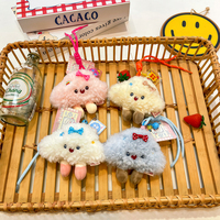 En gros Porte-clés en peluche nuage moelleux Kawaii, mini pendentif rose doux et mignon, motif chaussures en dentelle, breloque de sac personnalisable avec logo pour filles, cadeau