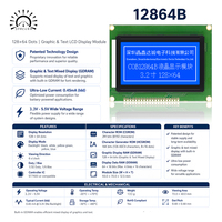 LCD 12864B Layar LCD Grafis Matriks Titik 128x64 Mendukung Antarmuka Serial Paralel IC OEM ODM Perangkat Rumah Pintar Kustom