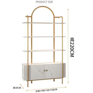 Professional Modern Wood Salon <b>Shoe</b> Rack Storage Display <b>Stand</b> with Light Shiny Gold Finish for Beauty Shop Nail Polish Shelf - Product Image 6