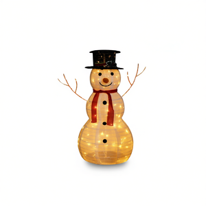 Figura de muñeco de nieve navideño con luces LED de 3 pies, de tela, iluminación decorativa para decoraciones navideñas - Product Image 1