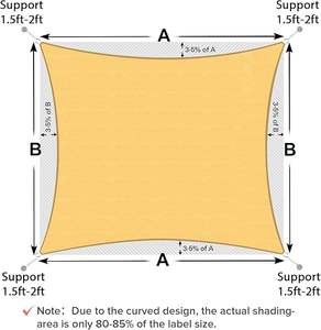 צל שמש מלבני של <span class=keywords><strong>Shade</strong></span>&Beyond בגודל 12'X16' בצבע חול לפטיו, גינה וחצר - Product Image 2