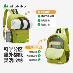 Shukiku Casual <b>Backpack</b> 14 In Unisex Waterproof Breathable Outdoor Travel Schoolbag For Adults - Product Image 3