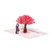 Kartu Ucapan 3D Pop-up Pohon Cinta untuk Pasangan, Hadiah Hari Valentine, Ulang Tahun Pernikahan, Seni Kertas Buatan Tangan, Koleksi, Multiwarna