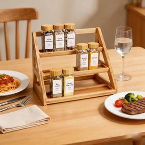 Étagère à Épices en Bambou OEM en Gros, Organisateur de Placard de Cuisine Extensible, Support Empilable, <span class=keywords><strong>Petit</strong></span> Organisateur d'Épices pour Armoire - Product Image 6