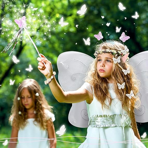 Costume <b>Decoration</b> Fairy Wings Wand Elf Ears Floral Headband <b>Butterfly</b> Hair Clips for Women Girls - Product Image 4