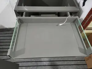 E-shining Soft Close Led Light Gabinete caja de metal cajón deslizante con cajón de vidrio montaje extensión completa debajo de la diapositiva de montaje
