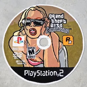 Logo kustom tikar mobil 3d Grand Theft Anime bulat Tufting tangan Logo berbentuk akrilik GTA CD karpet