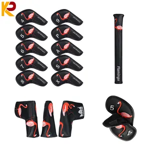 Chất Lượng Cao Tùy Chỉnh Màu Sắc Golf Phong Cách Head Cover Thêu PU Da Câu Lạc Bộ Golf Sắt Headcovers Set