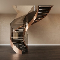 Escalier en pierre naturelle Tanlong, escalier courbé intérieur, garde-corps en verre, escalier en marbre de luxe pour villa