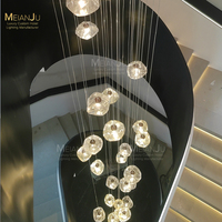 Recién llegado, decoración interior, escaleras de caracol, candelabro de cristal para Club, moda personalizable de fábrica para Hotel ovalado