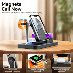 Veilleuse RGB multifonctionnelle tendance 6-en-1 avec chargeur sans fil, haut-parleur Bluetooth et réveil pour <span class=keywords><strong>iPhone</strong></span>, Apple Watch, écouteurs et ordinateur de bureau - Product Image 5