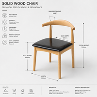 Chaise de salle à manger vintage en cuir XY avec accoudoirs en bois, classique pour restaurant et café, chaise rembourrée pour salle à manger