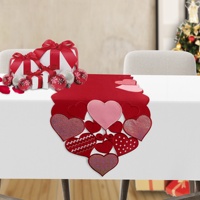OWENIE Meilleure vente, décorations de mariage brodées, cœur rouge, Saint-Valentin, chemins de table pour salle à manger