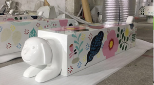 Sillas de espera de ocio para tienda de mascotas Y047, asiento informal con forma de cachorro de animales de dibujos animados personalizados FRP, Banco de arte para jardines de infantes - Product Image 6