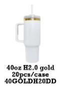 40 goldh20dd 40oz H2.0 placcato oro tumbler colore bianco 20 pz
