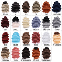Extensions de cheveux synthétiques à tresser au crochet, 16 pouces, ondulations profondes, pour blondes, brunes, roses, colorées, 3 mèches, 300g