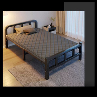 Draps pliés - Lit simple pour la maison - Outil de sieste pour le bureau - Petit lit pour la sieste de l'après-midi en dortoir - Lit en fer pour adulte pour maison de location