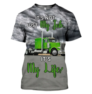 T Shirt bianca all'ingrosso personalizzata è la mia vita stile camion T-Shirt stampa il tuo <span class=keywords><strong>testo</strong></span> per magliette da uomo comode magliette verdi grigie - Product Image 1