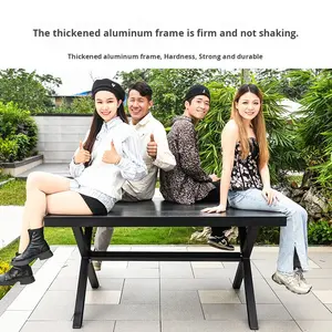 Meubles de jardin modernes Mojia, table et chaises pour cour, villa de loisirs, <span class=keywords><strong>terrasse</strong></span>, jardin, chaise en métal, utilisation pour le thé - Product Image 3