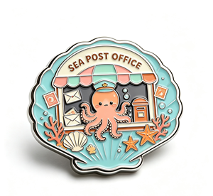 Enamel Metal <b>Badge</b> <b>Pin</b> Octopus Post Office Shell Shape Zinc Alloy Emblem Souvenir for Gift and Collection - Product Image 3