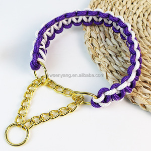 Conjunto de <span class=keywords><strong>Collar</strong></span> y Correa para Perro de Paracord Trenzado con Cadena de Acero Inoxidable - Product Image 2