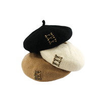 Béret en laine vintage pour femme avec boucle métallique décorative, style français, chaud, pour l'automne et l'hiver, casquette de peintre pour dames