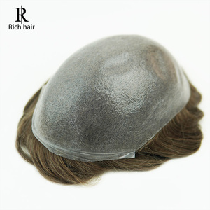 Chất lượng cao không thể phát hiện Ấn Độ tóc với PU cơ sở cho người đàn ông của phần mở rộng tóc cắt để bất kỳ kích thước hỗ trợ tùy biến 1B da Knot - Product Image 1