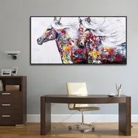 100% Handpainted מודרני פופ אמנות סוס תמונה בעלי החיים קיר אמנות מופשט סוס בד שמן ציור