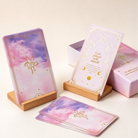 2027 Jeu de cartes d'affirmation personnalisées avec impression couleur intégrale, illustrations personnalisées et logo en feuille d'or, pelliculage mat pour la méditation