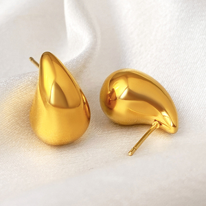 Boucles d'oreilles clous épaisses pour femme, cadeau de fête, laiton plaqué or 18 carats, zircon, tendance et mode - Product Image 3