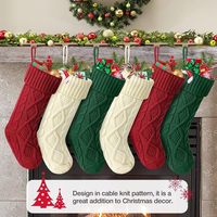 Chaussettes de Noël en coton pour enfants, grande taille, tricot torsadé, décorations de Noël pour fête de famille