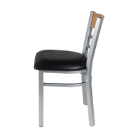 Chaise de restaurant à structure métallique, dossier en bois, assise rembourrée en PU, chaise de café, bistrot, cantine