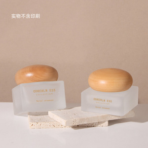 Chất Lượng Cao Frosted Rõ Ràng Glass Lotion Chai Nắp Bằng Gỗ Nhỏ Giọt Con Dấu 30/50/100/120Ml Nước Hoa Jar Rỗng Mỹ Phẩm 30/50G Jar - Product Image 4