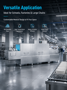 Lave-vaisselle industriel commercial à convoyeur automatique avec bande de séchage pour grands hôtels - Product Image 2