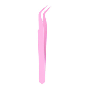 Eyelash Tweezers 105mm Pink Curved Tip Precision Stainless Steel For Eyelash Application - Product Image 5